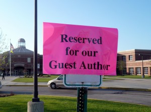 guest blogging, reserved parking sign for guest author