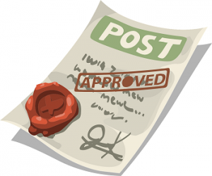 moderating blog comments, animated post approved