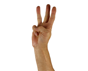 hand displaying three fingers